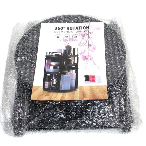 360 Rotating Makeup Organizer Adjustable Bathroom Makeup Spinning Large Black - Picture 5 of 5